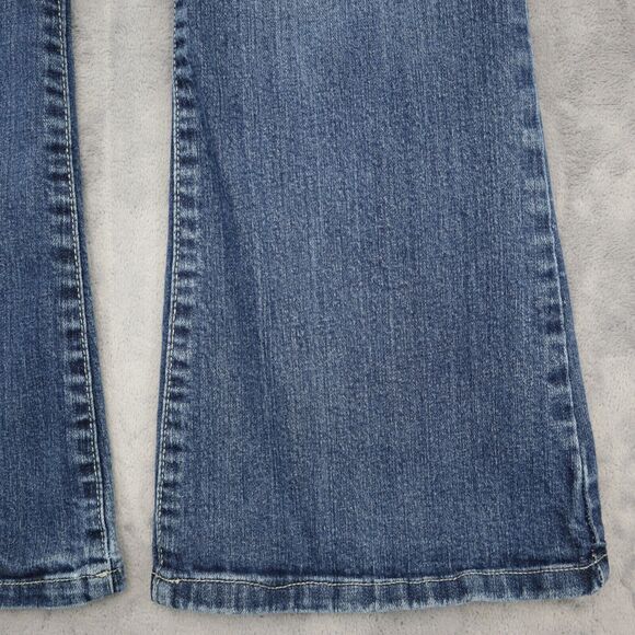 Calvin Klein Pants Womens 30 Blue Flared Mid Rise Medium Wash Denim Button Jeans - Picture 13 of 14